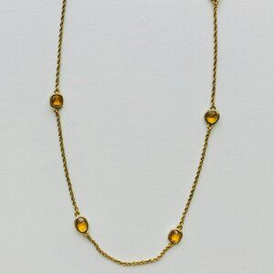 Vintage Monet Gold-Tone Station Necklace w/ Topaz Gems